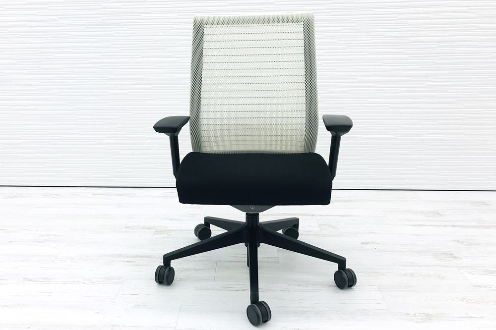 シンクチェア 中古 スチールケース Steelcase シンク オフィスチェア 可動肘 ホワイト 中古オフィス家具 事務椅子画像