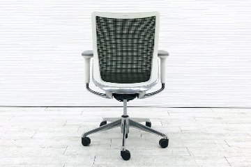 オカムラ コーラルチェア ミドルバック 中古 クッション 可動肘 中古オフィス家具 中古チェア 事務椅子 OAチェア ダークグリーン CQ31BW画像