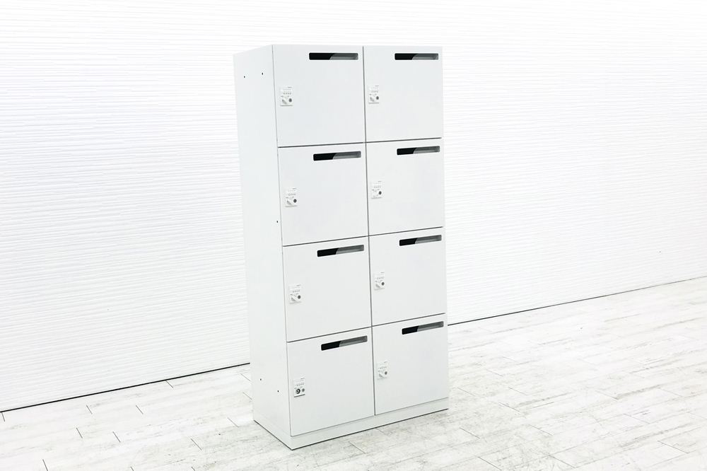 8人用ロッカー スチール 中古 ロッカー メールボックス ホワイト コクヨ エディア パーソナルロッカー 中古オフィス家具 BWUH-RN82XM79SAWの画像