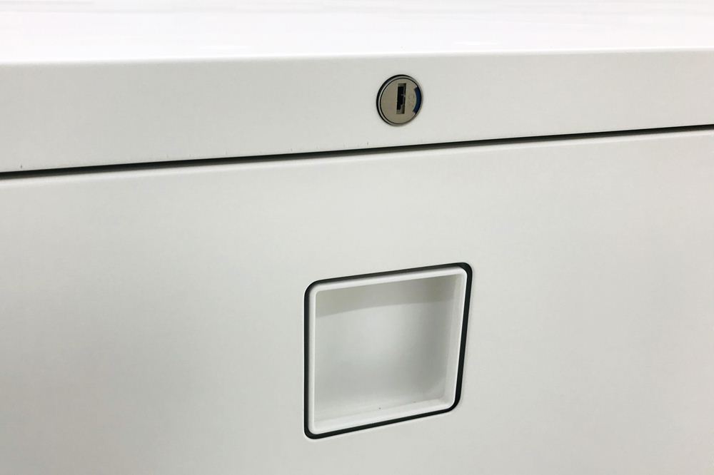 4段ラテラル スチール 中古 オカムラ レクトライン キャビネット ラテラル書庫 中古キャビネット スチール書庫 ホワイト 中古オフィス家具 4BG5ZC ZA75の画像