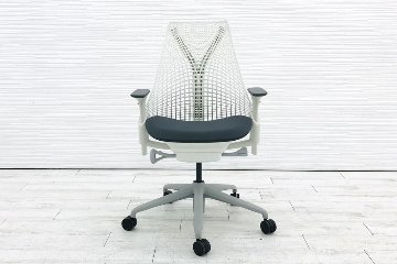 セイルチェア ハーマンミラー SAYL Chairs 中古 前傾チルト 可動肘 デザインチェア 中古オフィス家具 座グレー 背ホワイト画像