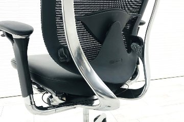 コンテッサチェア オカムラ 中古 コンテッサ 革 ポリッシュフレーム 可動肘 中古オフィス家具 高機能チェア ブラック レザー画像