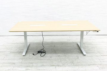 電動昇降テーブル オカムラ リフティオ W2100 幅2100 ミーティングテーブル 会議机 中古オフィス家具 会議テーブル画像