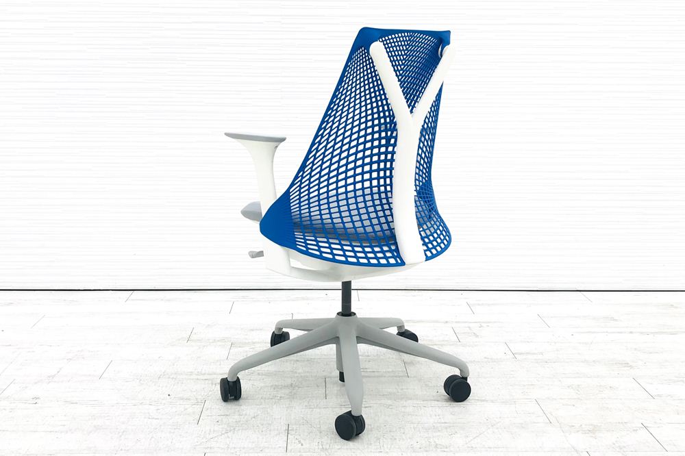 ハーマンミラー セイルチェア 2014年製 中古 前傾チルト 固定肘 SAYL Chairs デザインチェア 中古オフィス家具 ブルー画像