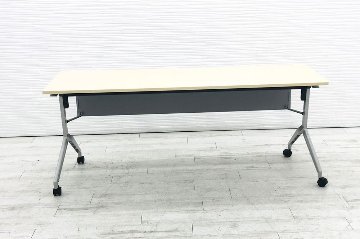 会議テーブル ミーティングテーブル 中古 コクヨ リーフライン ネスティングテーブル 会議机 幅1800mm 中古オフィス家具 幕板付画像