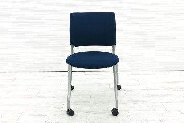 オカムラ エレナ2 ミーティングチェア スタッキングチェア 会議椅子 パイプ椅子 HD25YY-FFW4 ダークブルー画像