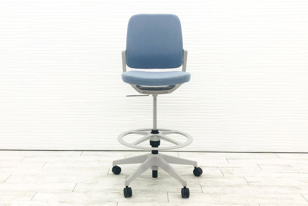 ハイチェア イトーキ レヴィチェア 中古 ITOKI カウンターチェア ミーティングチェア 中古オフィス家具 会議椅子 ブルー画像