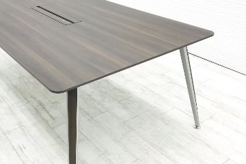 オカムラ プリシード 中古 W2100 会議テーブル 幅2100 ミーティングテーブル 会議机 中古オフィス家具 プライズウッドダーク画像