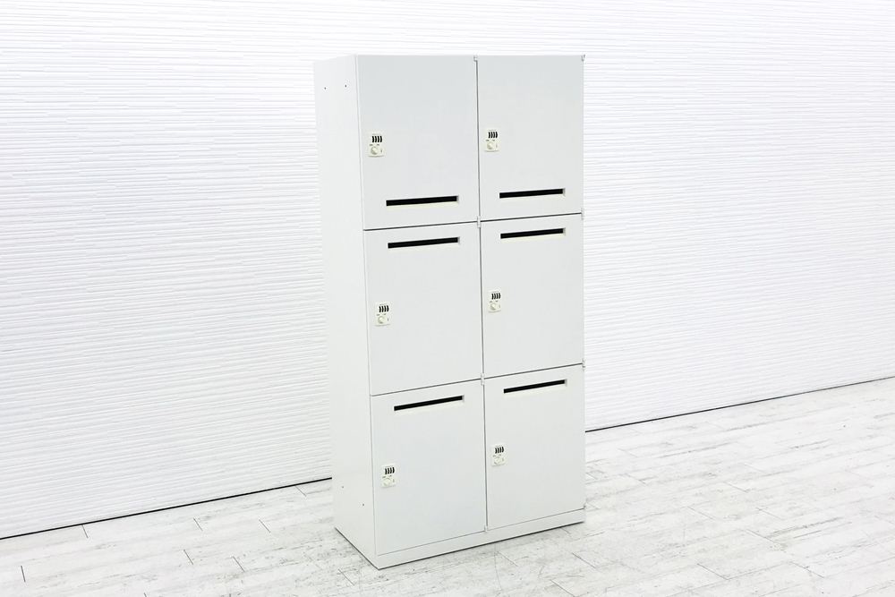 オカムラ スチールロッカー レクトライン メールボックス 6人用 中古ロッカー キャビネット 中古オフィス家具 収納家具 4BM32Y ZA75の画像