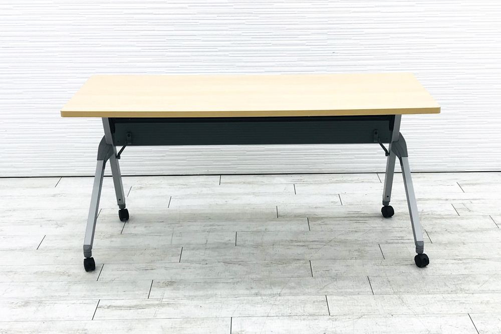 オカムラ フラプター ネスティングテーブル 会議テーブル ミーティングテーブル 中古 会議机 幅1500mm 中古オフィス家具 幕板付画像