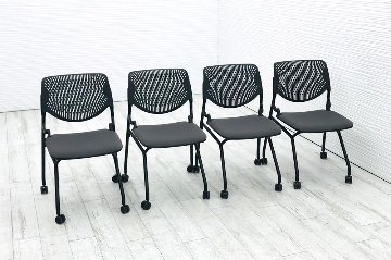 ルナチェア 【4脚セット】 オカムラ 2019年製 中古 ミーティングチェア 会議椅子 中古オフィス家具 81S1CK-FSG2 ミディアムグレー画像
