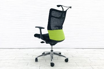 フィーゴチェア オカムラ 固定肘 中古 オフィスチェア OAチェア 事務椅子 シームレス 中古オフィス家具 グリーン画像