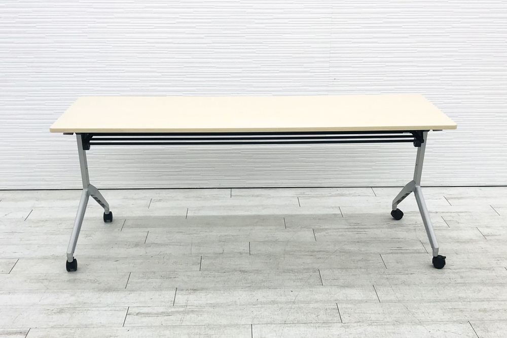 会議テーブル ミーティングテーブル 中古 コクヨ リーフライン ネスティングテーブル 会議机 幅1800mm 中古オフィス家具 棚板付画像