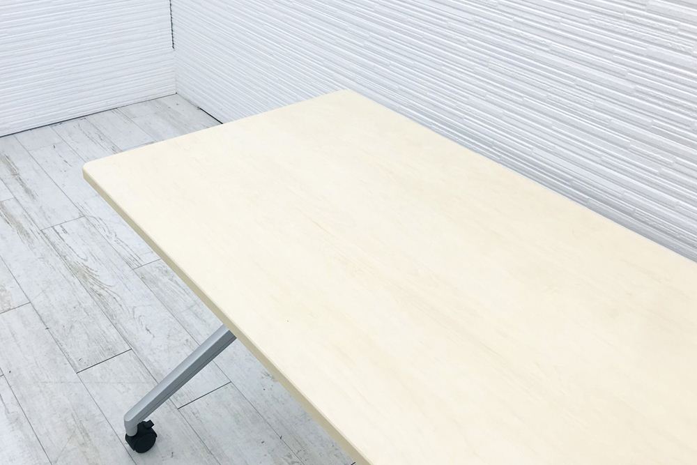 会議テーブル ミーティングテーブル 中古 コクヨ リーフライン ネスティングテーブル 会議机 幅1800mm 中古オフィス家具 棚板付画像