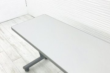 オカムラ サイドフォールドテーブル 棚板付 折りたたみテーブル ミーティングテーブル 中古 会議机 幅1800mm 中古オフィス家具 8184NX画像