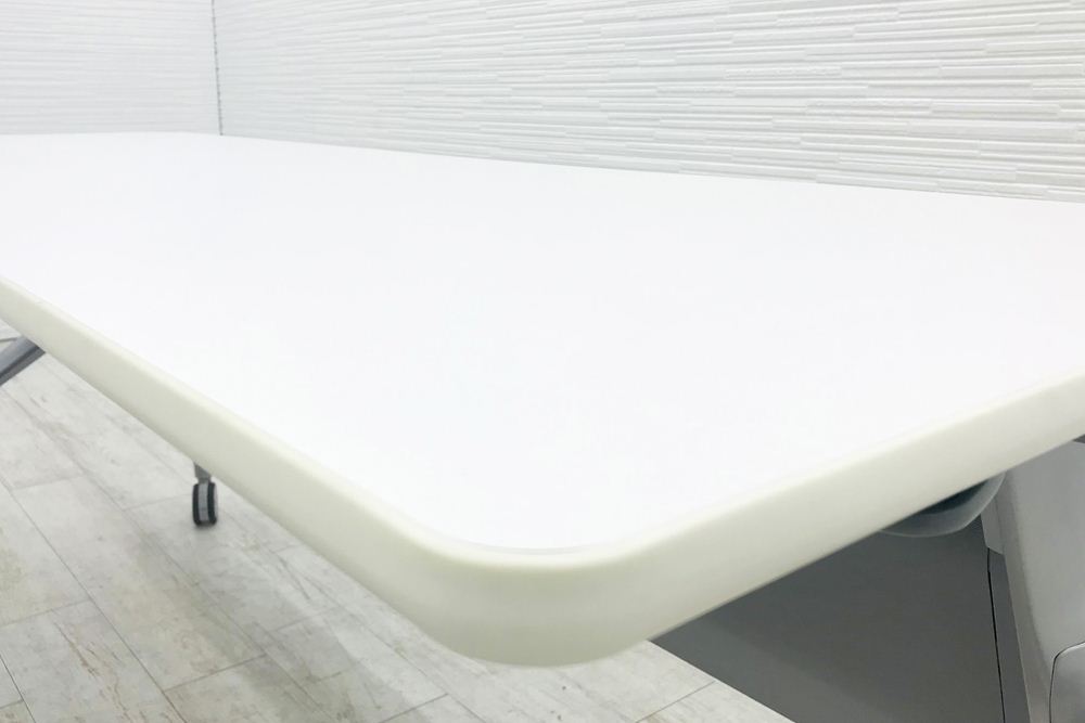 コクヨ エピファイ ミーティングテーブル 中古  会議机 W1800 折りたたみテーブル 中古オフィス家具 棚板付 ホワイト画像