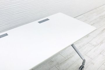 コクヨ ミーティングテーブル 中古  会議机 W1800 折りたたみテーブル 中古オフィス家具 ネスティングテーブル 幕板付 ホワイト画像