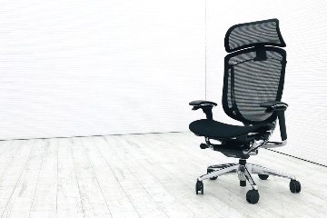 コンテッサセコンダ オカムラ コンテッサチェア 2018年製 中古 大型ヘッドレスト 中古オフィス家具 メッシュ ブラック CC81BR-FPG1画像