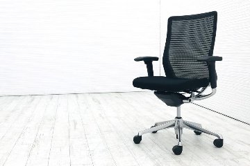 オカムラ コーラルチェア 2021年製 ハイバック 中古 メッシュ 可動肘 中古オフィス家具 中古チェア 事務椅子 ブラック CQ85BR-FSH1画像