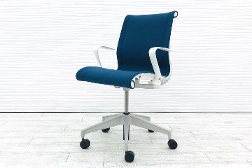 ハーマンミラー セトゥーチェア 中古 2018年製 Setu Chair マルチパーパスチェア ５本脚タイプ リボンアーム ブルー系色画像