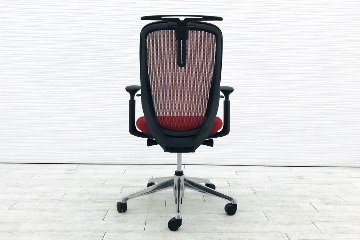 シルフィーチェア オカムラ 中古 2019年製 オフィスチェア ハイバック メッシュ 可動肘 事務椅子 中古チェア 中古オフィス家具 レッド画像