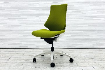 イトーキ エフチェア 2019年製 中古オフィスチェア クッション 肘無 事務椅子 ITOKI 中古オフィス家具 KG-130GS-W9Q6 モスグリーン画像