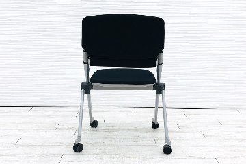 オカムラ リータチェア 中古 2020年製 【4脚セット】 LITA ミーティングチェア スタッキングチェア ネスティングチェア 会議椅子 ブラック画像