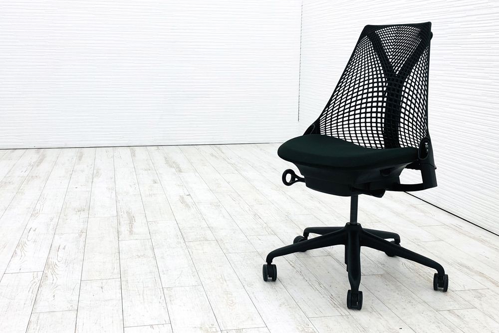 セイルチェア 中古 ハーマンミラー ミドルバック 中古オフィスチェア SAYL Chairs デザインチェア 中古オフィス家具 肘無 ダークグリーン画像