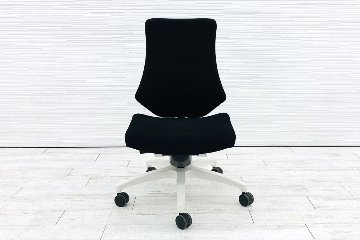 イトーキ エフチェア 中古オフィスチェア クッション 肘無 事務椅子 ITOKI 中古オフィス家具 ブラック画像