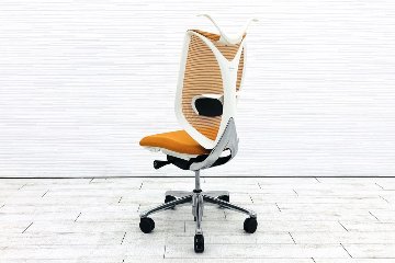 サブリナチェア 中古 オカムラ サブリナ 2016年製 ハイバック メッシュ 中古オフィス家具 事務椅子 オフィスチェア C833BW-FSZ8 オレンジ画像