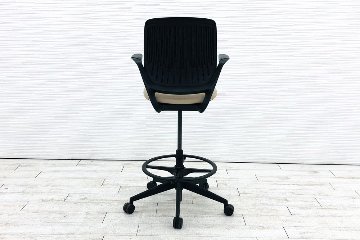 スチールケース コビスツール ハイチェア 中古 スツール Steelcase Think 可動肘 中古オフィス家具 434711 ベージュ画像