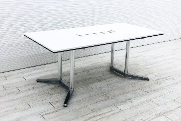 オカムラ ラティオ 中古 W1800×D900mm×H720mm 小型会議テーブル ミーティングテーブル 会議机 中古オフィス家具 ホワイト画像