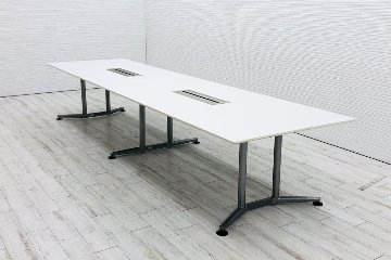 オカムラ ラティオ 中古 W4000 幅4000 大型会議テーブル ミーティングテーブル 会議机 中古オフィス家具 ホワイト画像