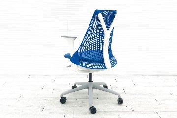 ハーマンミラー セイルチェア 中古 【前傾チルト無】 SAYL Chairs デザインチェア 中古オフィス家具 固定肘 ブルーの画像