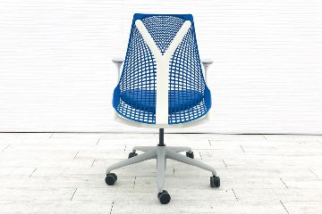 ハーマンミラー セイルチェア 中古 【前傾チルト無】 SAYL Chairs デザインチェア 中古オフィス家具 固定肘 ブルー画像