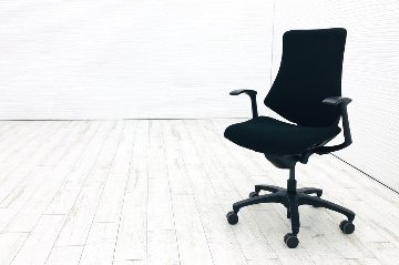 イトーキ エフチェア 中古 2015年製 クッション 固定肘 事務椅子 ITOKI 中古オフィス家具 KF-330GS-T1T1 ブラック画像