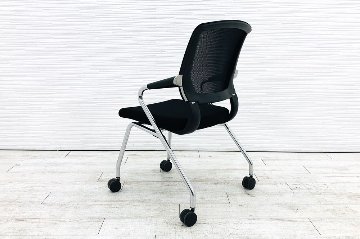 ミーティングチェア コクヨ サテリテ 【4脚セット】 ネスティングチェア 会議椅子 中古オフィス家具 多目的チェア CK-M791C ブラック画像