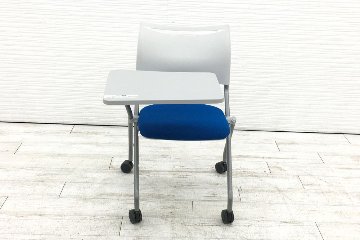 ミーティングチェア 中古 アイリスチトセ ネスティングチェア 会議椅子 中古オフィス家具 多目的チェア ブルー画像