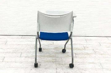 ミーティングチェア 中古 アイリスチトセ ネスティングチェア 会議椅子 中古オフィス家具 多目的チェア ブルー画像