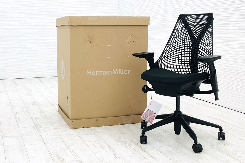 【未開封未使用品】 ハーマンミラー セイルチェア ミドルバック 中古 Herman Miller 中古オフィス家具 フルアジャスタブルアーム 可動肘 ブラック画像