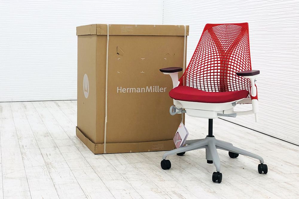 【未開封未使用品】 ハーマンミラー セイルチェア ミドルバック 中古 Herman Miller 中古オフィス家具 フルアジャスタブルアーム 可動肘 レッド画像