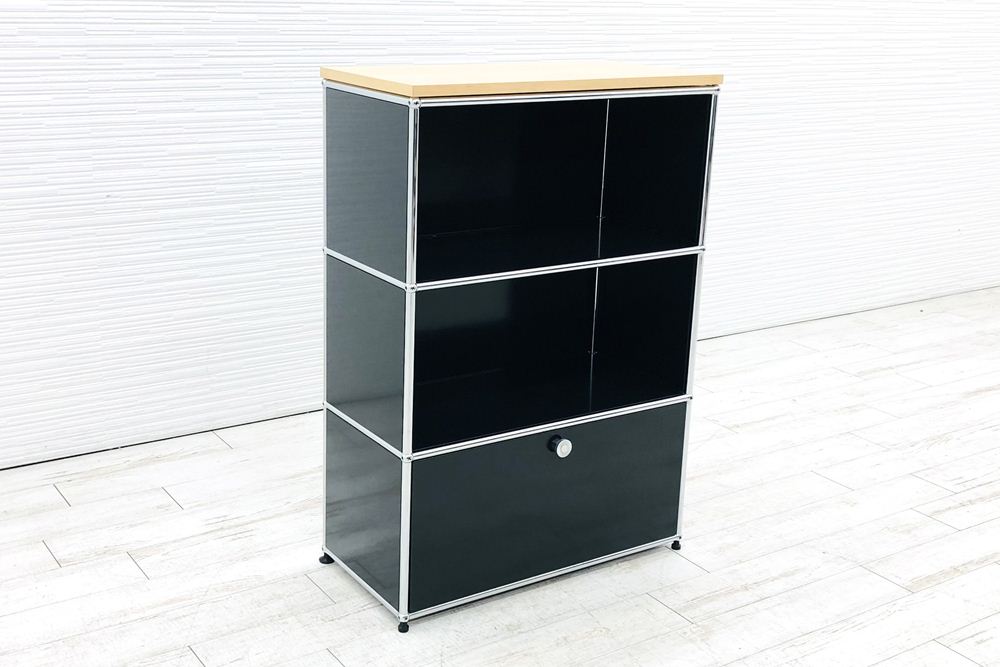 中古 USMハラー 3段キャビネット引き出し収納 ブラック スチール