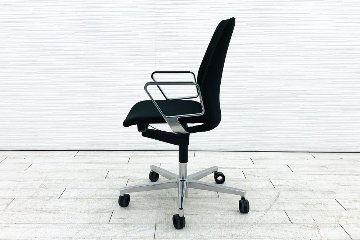 ファブレチェア コクヨ 中古 2022年製 KOKUYO クッション サークル肘 ストライプタイプ 中古オフィス家具 ブラック画像