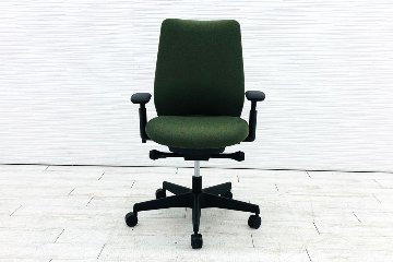 オカムラ ポータムチェア 未使用中古品 中古 2023年製 スタンダードバック 可動肘 中古オフィス家具 ダークグリーンの画像