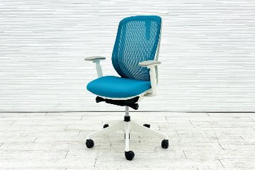 オカムラ シルフィーチェア 中古 2017年製 ハイバック 可動肘 Sylphy 中古オフィス家具 C686XW ブルーグリーンの画像