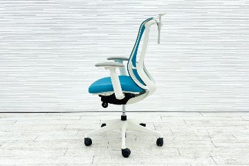 オカムラ シルフィーチェア 中古 2019年製 ハイバック 可動肘 Sylphy 中古オフィス家具 C686XW ブルーグリーンの画像