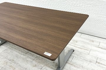 オカムラ Liftio 固定タイプ リフティオ 中古 ネオウッドダーク ミーティングテーブル 小型会議テーブル 中古オフィス家具 1800/900/720の画像