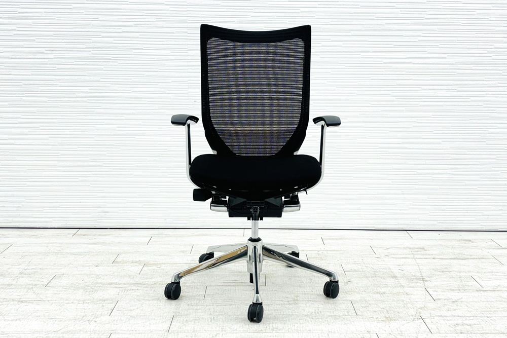 オカムラ Baron バロンチェア ハイバック 中古 2014年製 中古オフィス家具 固定肘 座クッション デザインアーム ブラックの画像