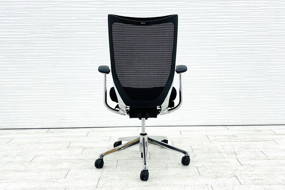 オカムラ Baron バロンチェア ハイバック 中古 2014年製 中古オフィス家具 固定肘 座クッション デザインアーム ブラックの画像