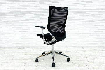 オカムラ Baron バロンチェア ハイバック 中古 2014年製 中古オフィス家具 固定肘 座クッション デザインアーム ブラックの画像